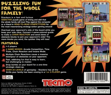 Tecmo Stackers (US) box cover back